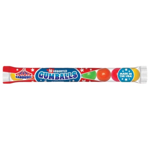 CAROUSEL 10 GUMBALL TUBE ASSORTED /12UN-60G